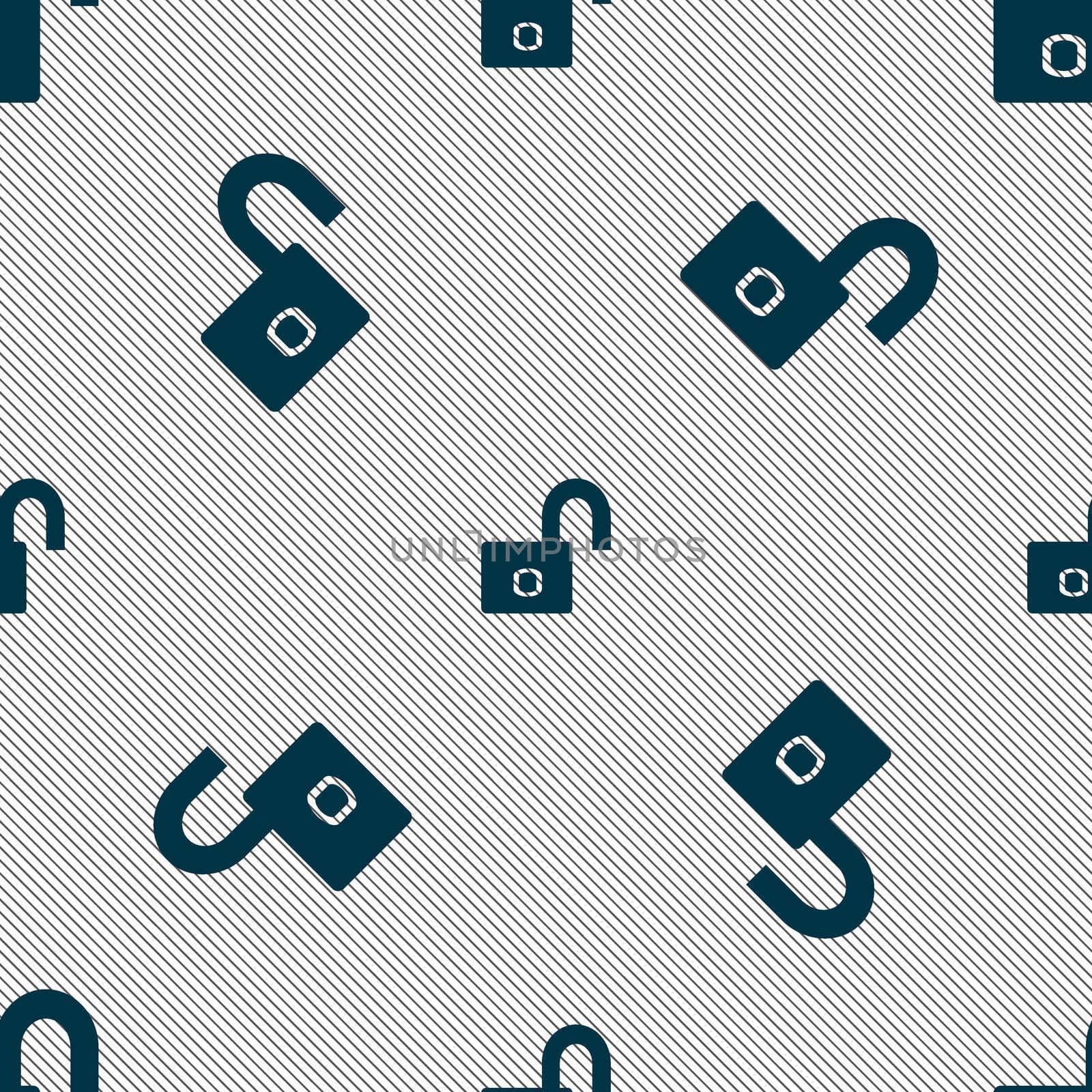 Lock sign icon. Locker symbol. Seamless pattern with geometric texture. illustration