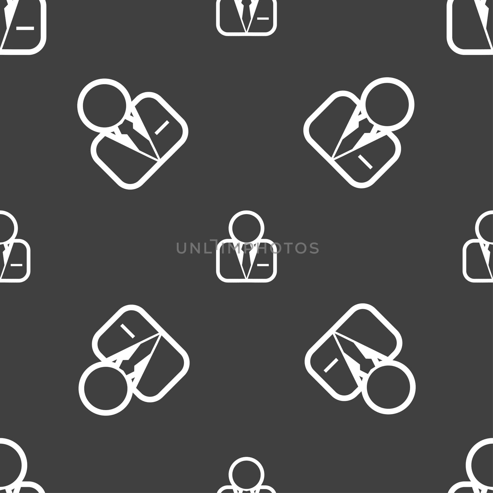 Avatar icon sign. Seamless pattern on a gray background.  by serhii_lohvyniuk