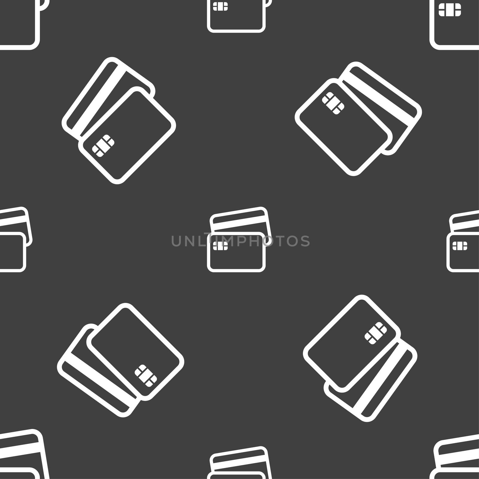 Credit card icon sign. Seamless pattern on a gray background. illustration