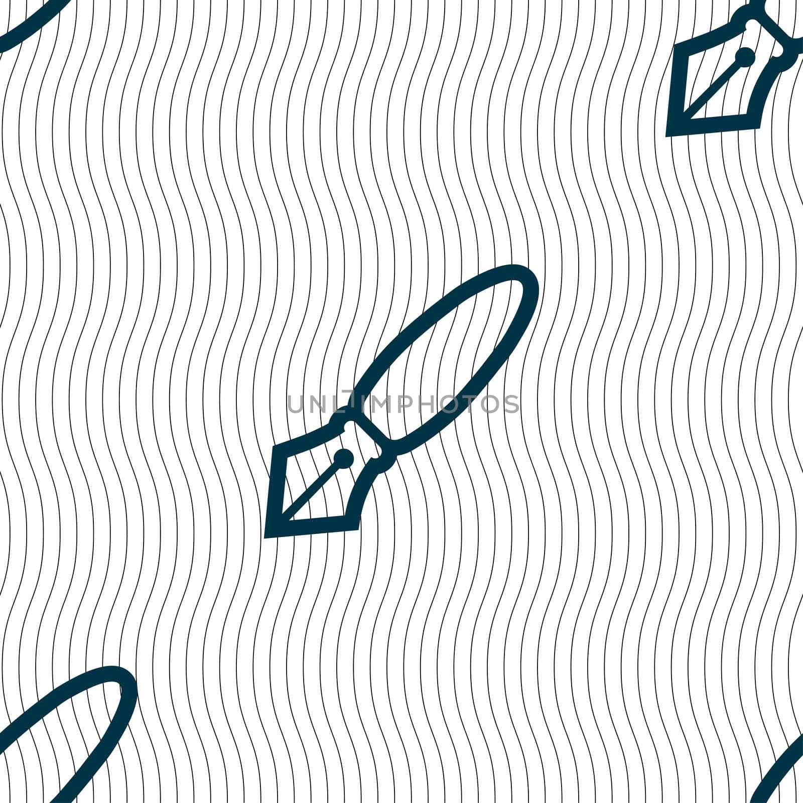 Pen icon sign. Seamless pattern with geometric texture. illustration