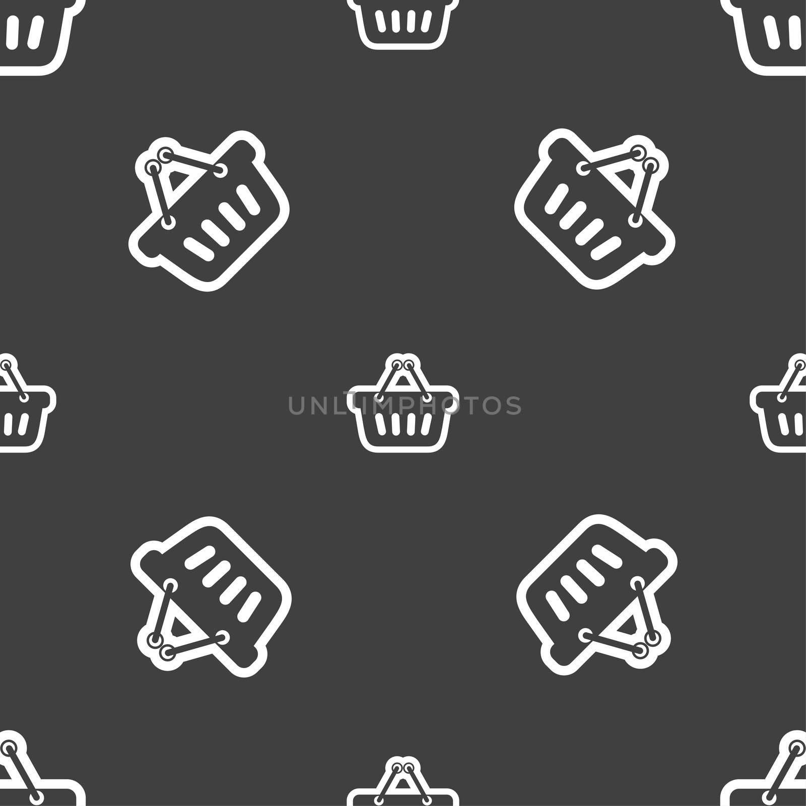 shopping cart icon sign. Seamless pattern on a gray background.  by serhii_lohvyniuk