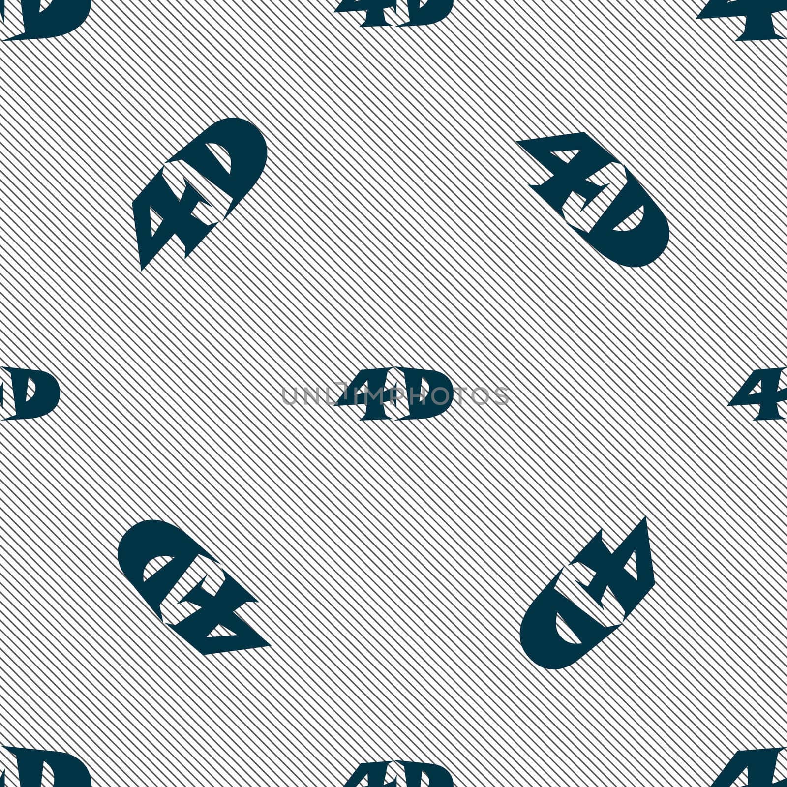 4D sign icon. 4D-New technology symbol. Seamless pattern with geometric texture.  by serhii_lohvyniuk