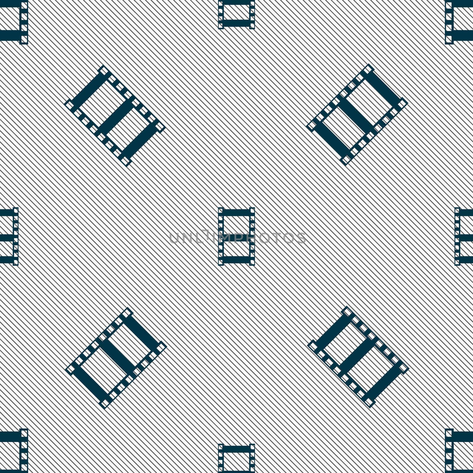 Video sign icon. Video frame symbol. Seamless pattern with geometric texture. illustration