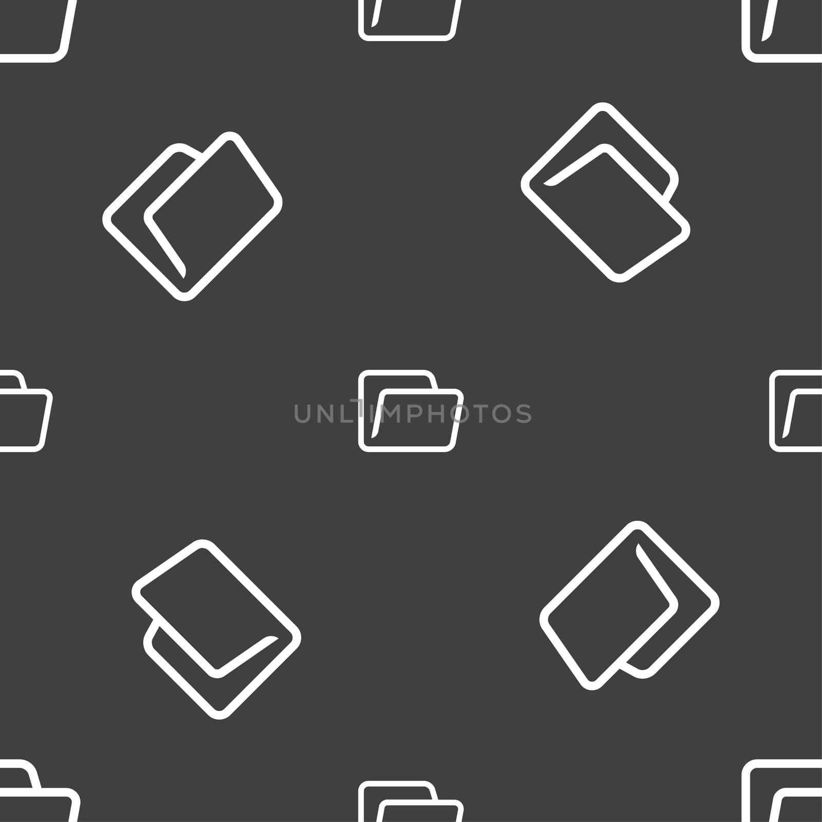 Folder icon sign. Seamless pattern on a gray background. illustration