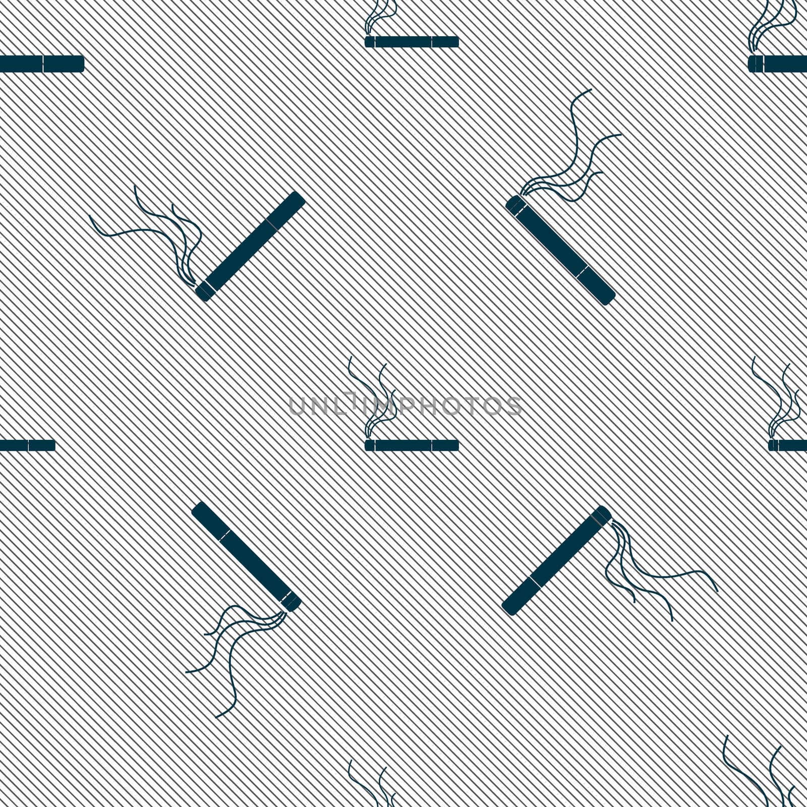 Smoking sign icon. Cigarette symbol. Seamless pattern with geometric texture. illustration