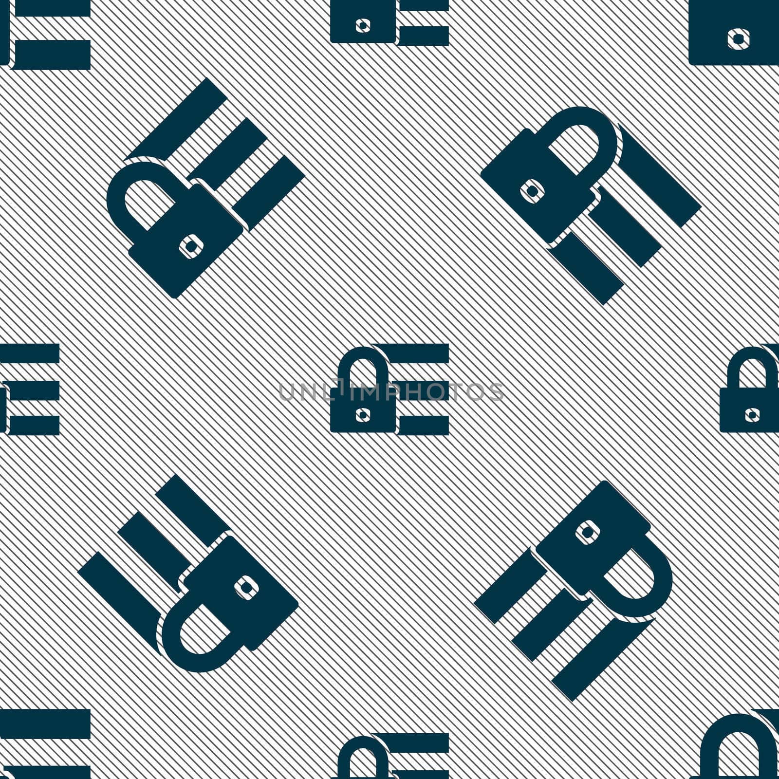 Lock, login icon sign. Seamless pattern with geometric texture. illustration