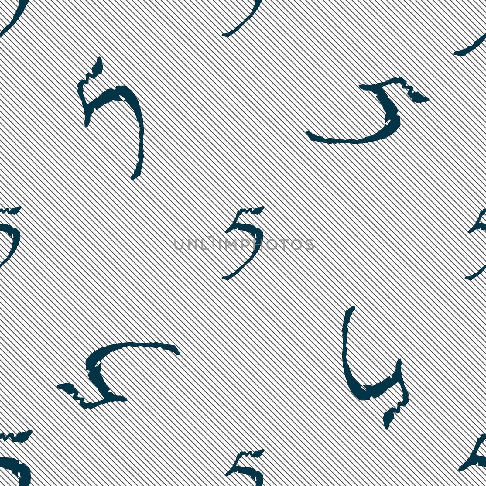 number five icon sign. Seamless pattern with geometric texture.  by serhii_lohvyniuk
