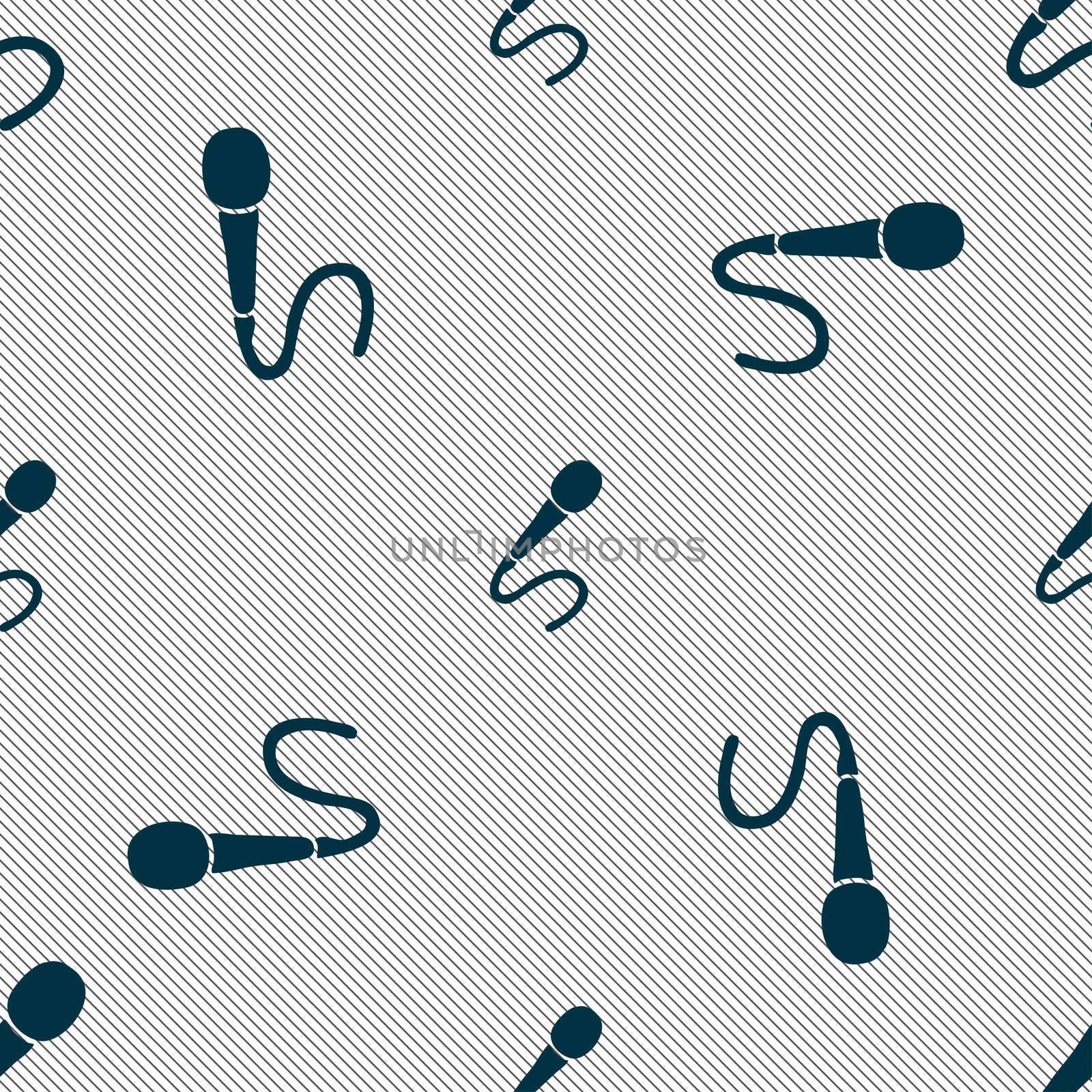 microphone icon sign. Seamless pattern with geometric texture. illustration