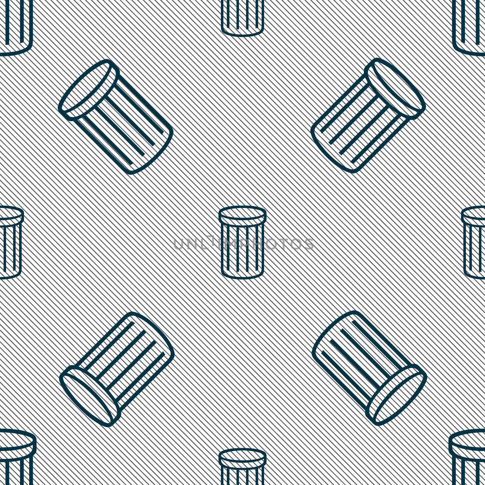 Recycle bin sign icon. Symbol. Seamless pattern with geometric texture. illustration