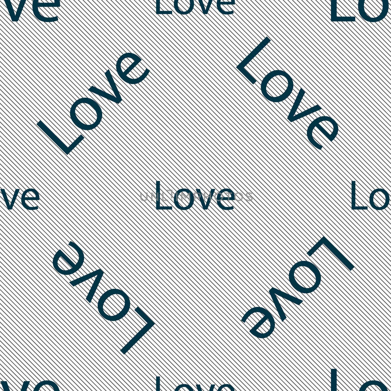 Love you sign icon. Valentines day symbol. Seamless pattern with geometric texture. illustration