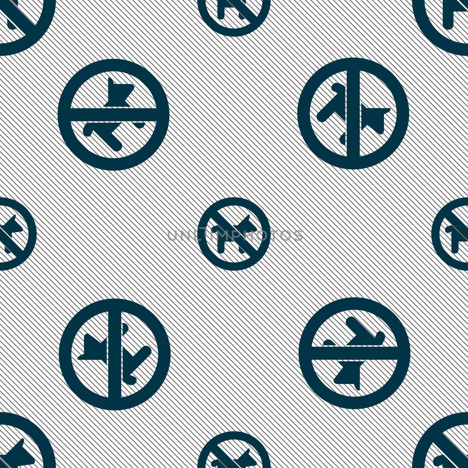 dog walking is prohibited icon sign. Seamless pattern with geometric texture.  by serhii_lohvyniuk