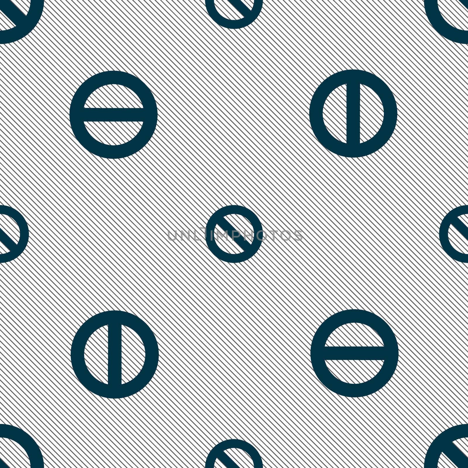 Stop sign icon. Prohibition symbol. No sign. Seamless pattern with geometric texture. illustration
