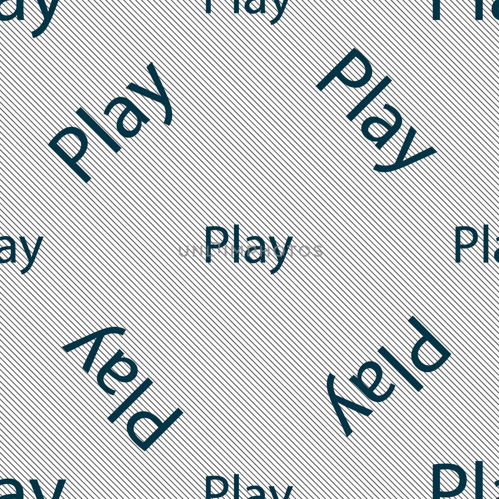 Play sign icon. symbol. Seamless pattern with geometric texture. illustration