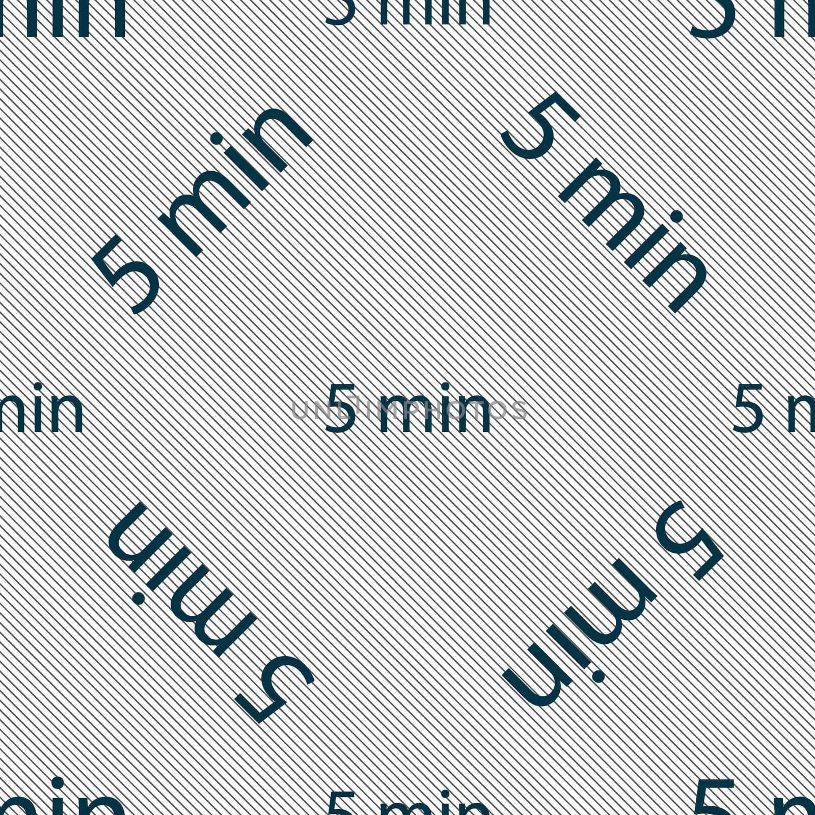 5 minutes sign icon. Seamless pattern with geometric texture. illustration