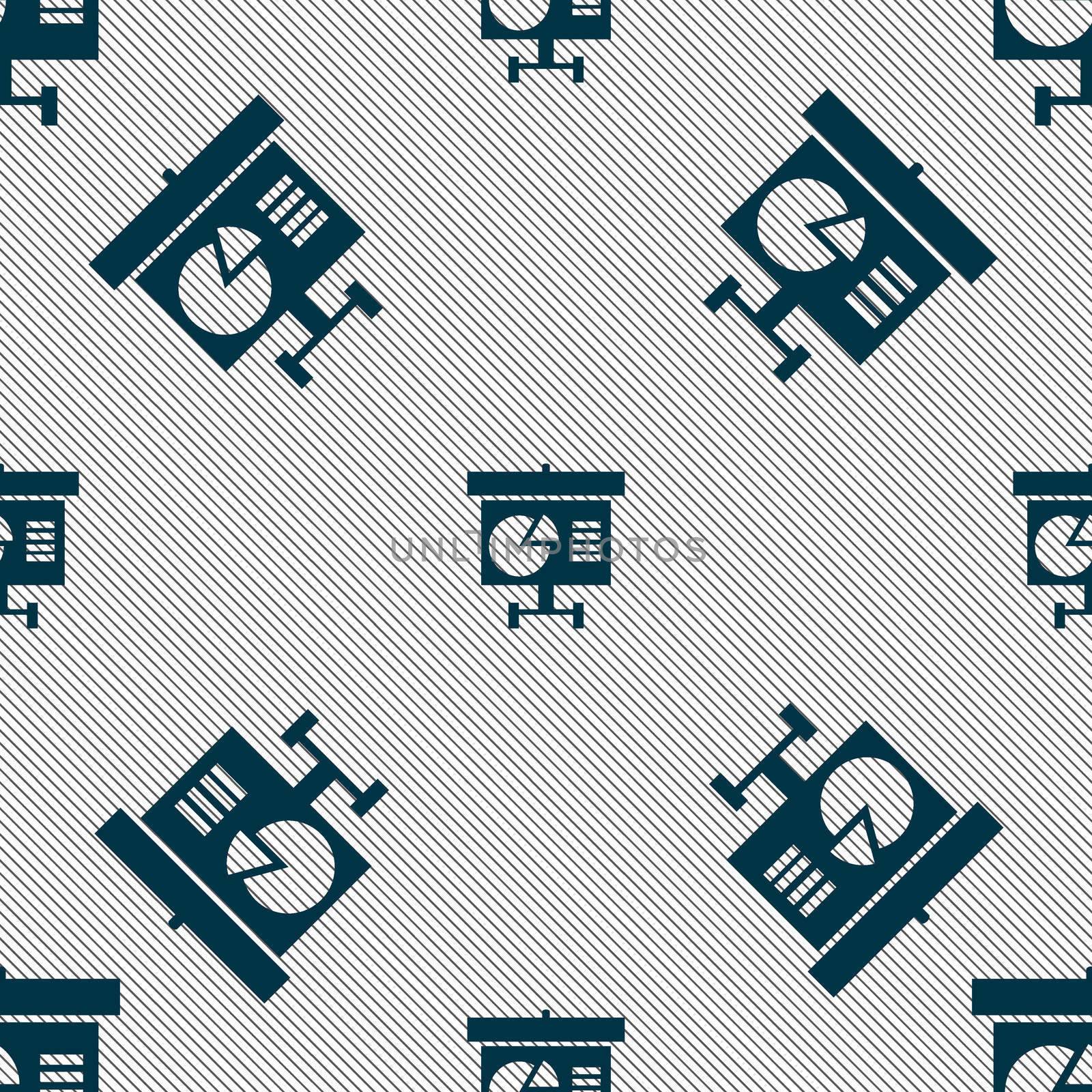 Graph icon sign. Seamless pattern with geometric texture. illustration