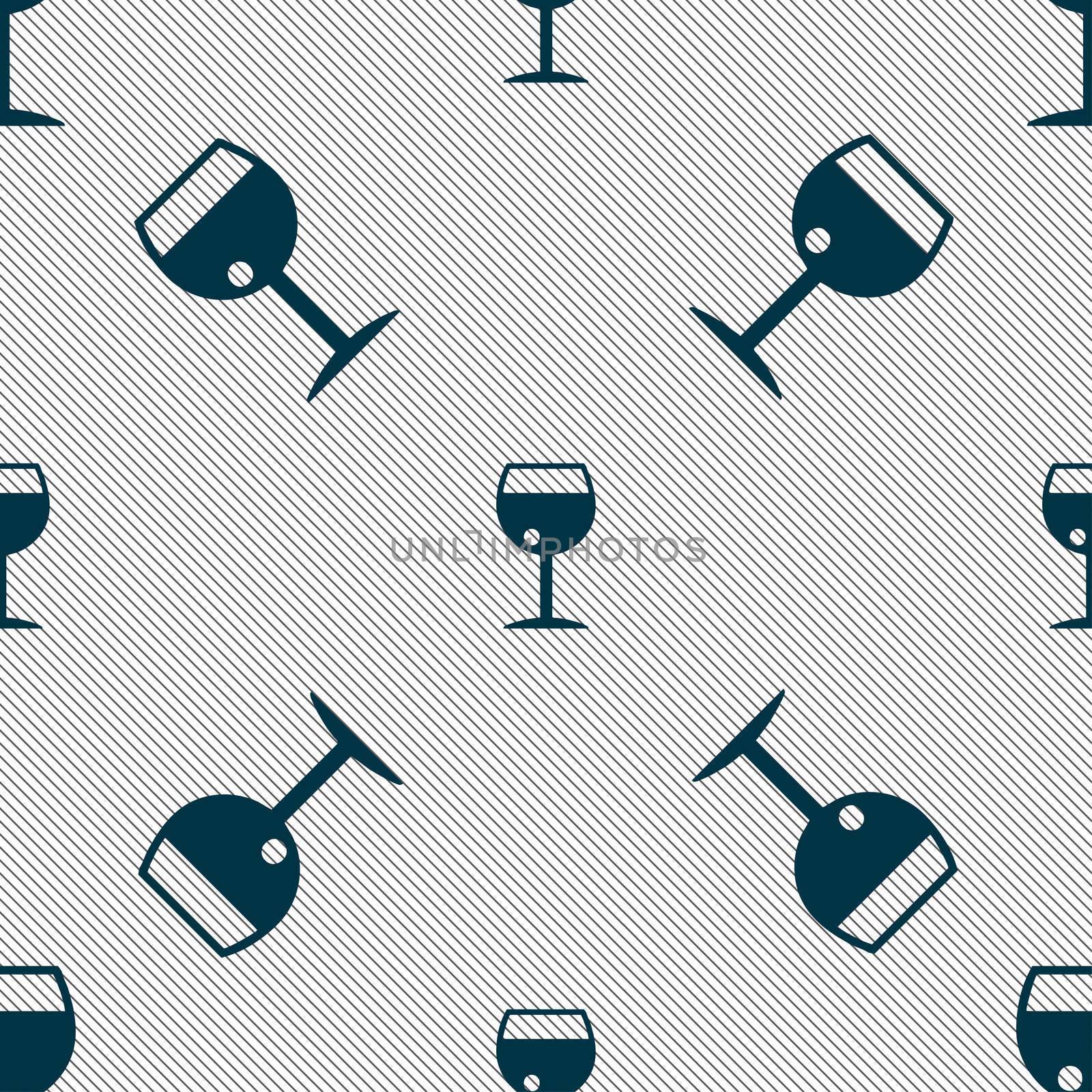 glass of wine icon sign. Seamless pattern with geometric texture.  by serhii_lohvyniuk