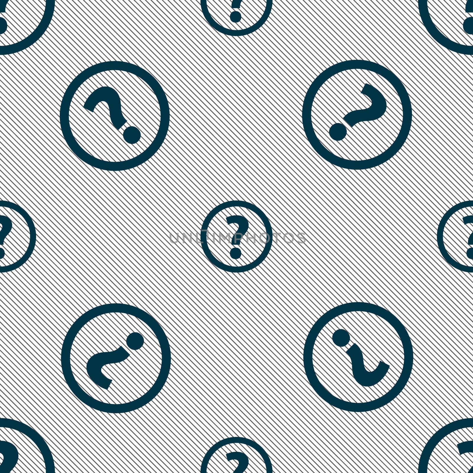Question mark sign icon. Help speech bubble symbol. FAQ sign. Seamless pattern with geometric texture.  by serhii_lohvyniuk