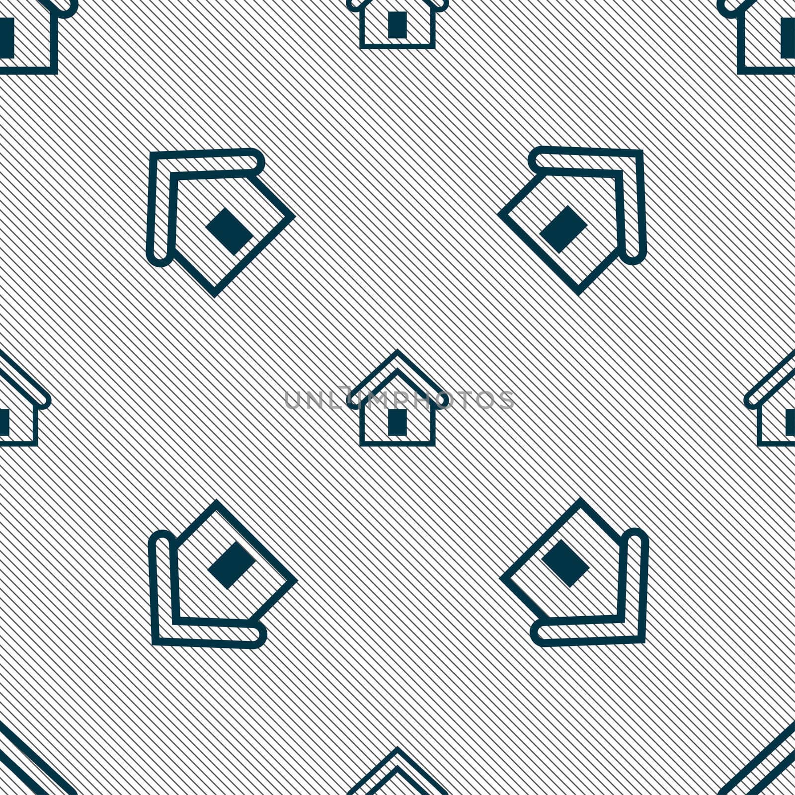 House icon sign. Seamless pattern with geometric texture. illustration