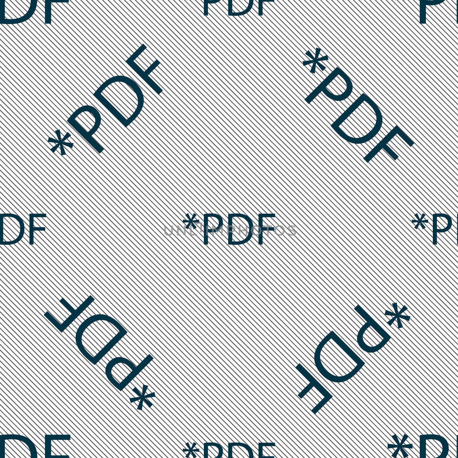 PDF file document icon. Download pdf button. PDF file extension symbol. Seamless pattern with geometric texture. illustration