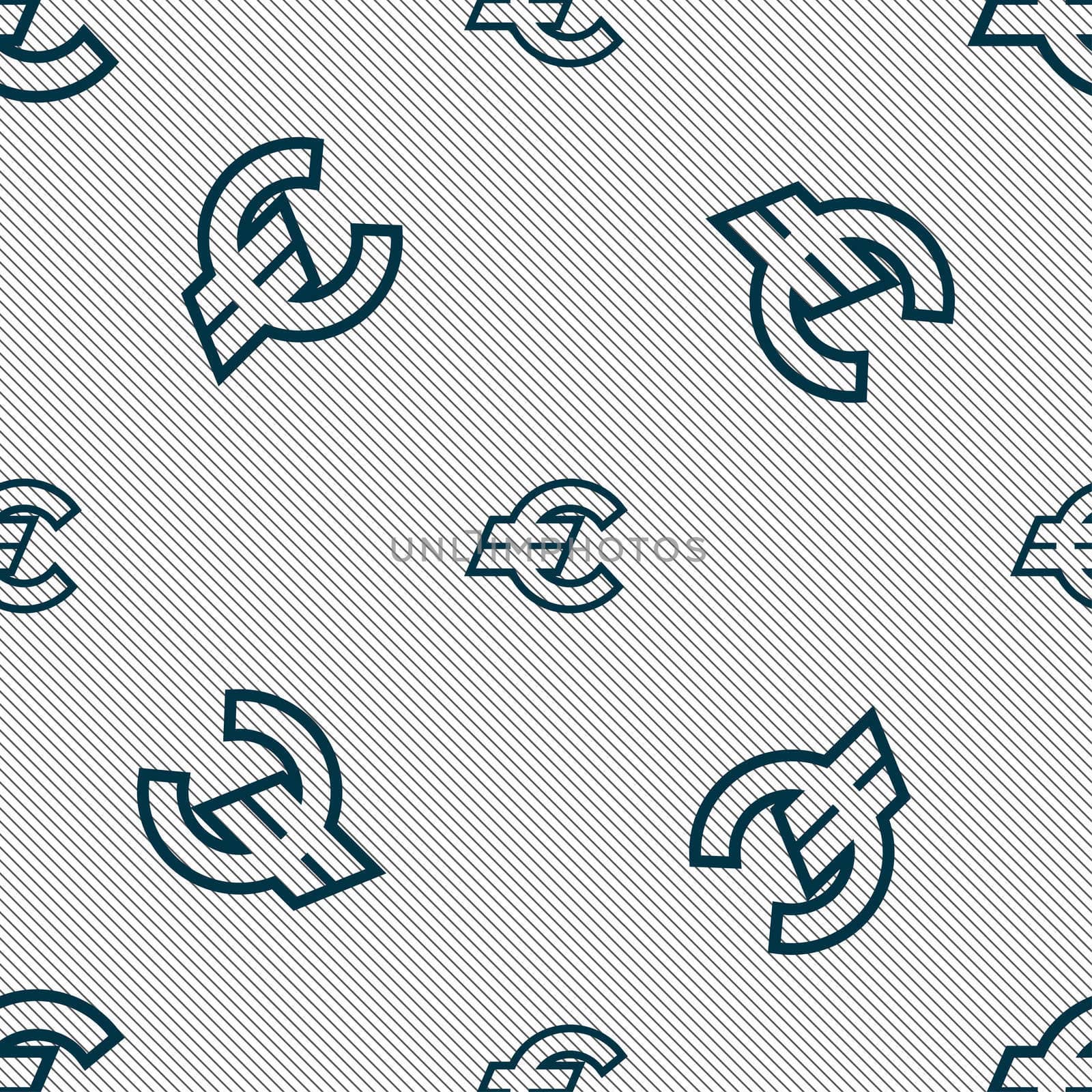 Euro EUR icon sign. Seamless pattern with geometric texture.  by serhii_lohvyniuk