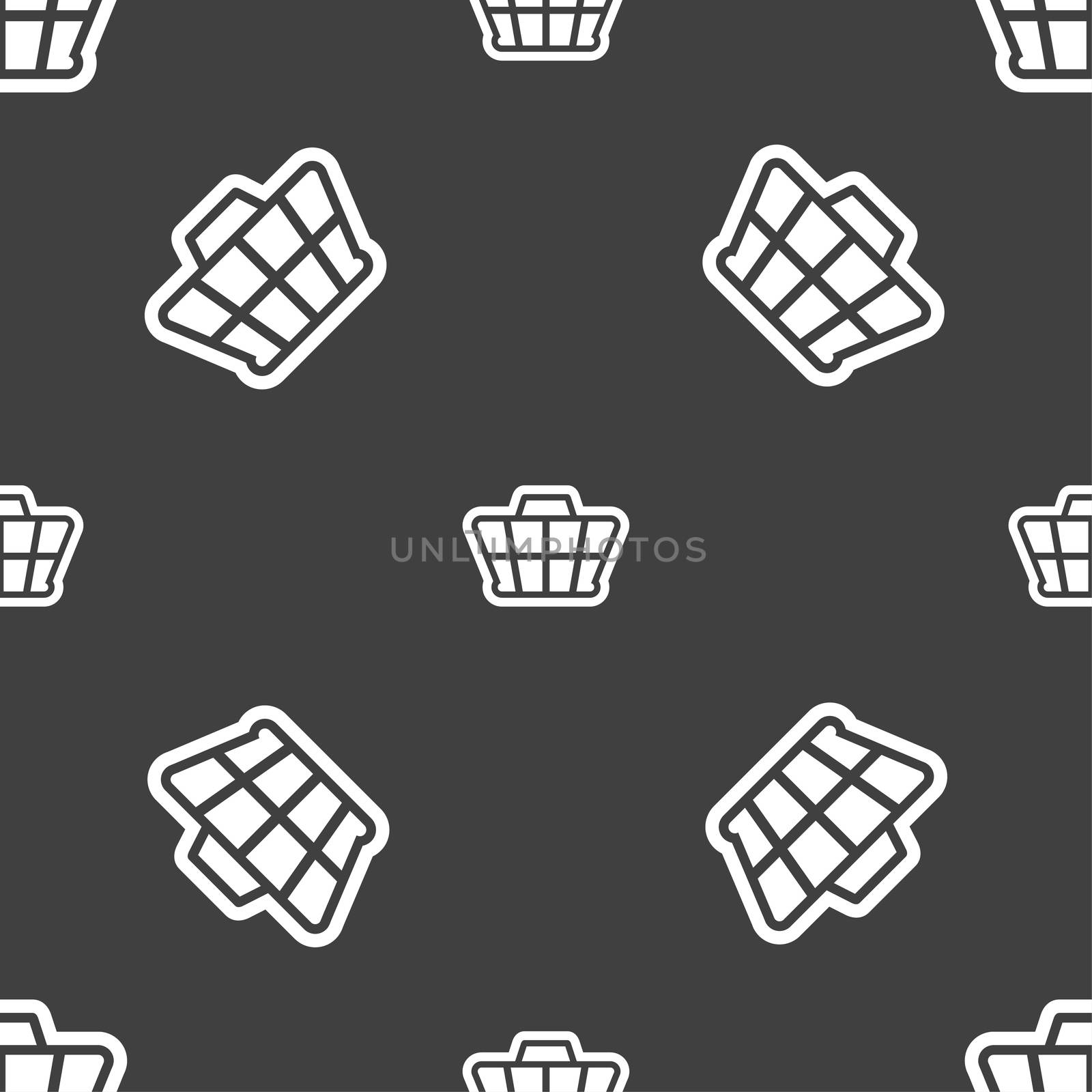 Shopping Cart icon sign. Seamless pattern on a gray background. illustration