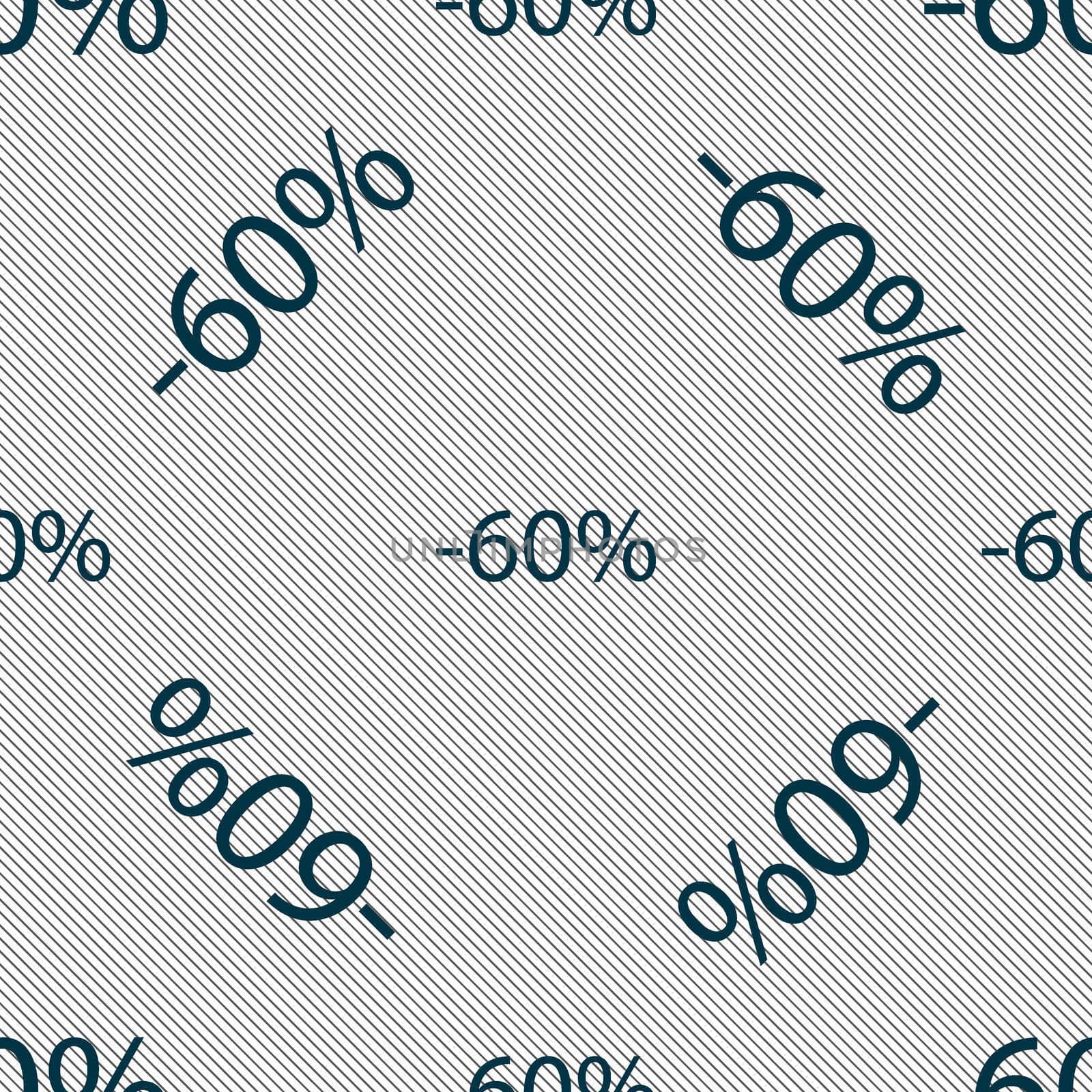 60 percent discount sign icon. Sale symbol. Special offer label. Seamless pattern with geometric texture.  by serhii_lohvyniuk