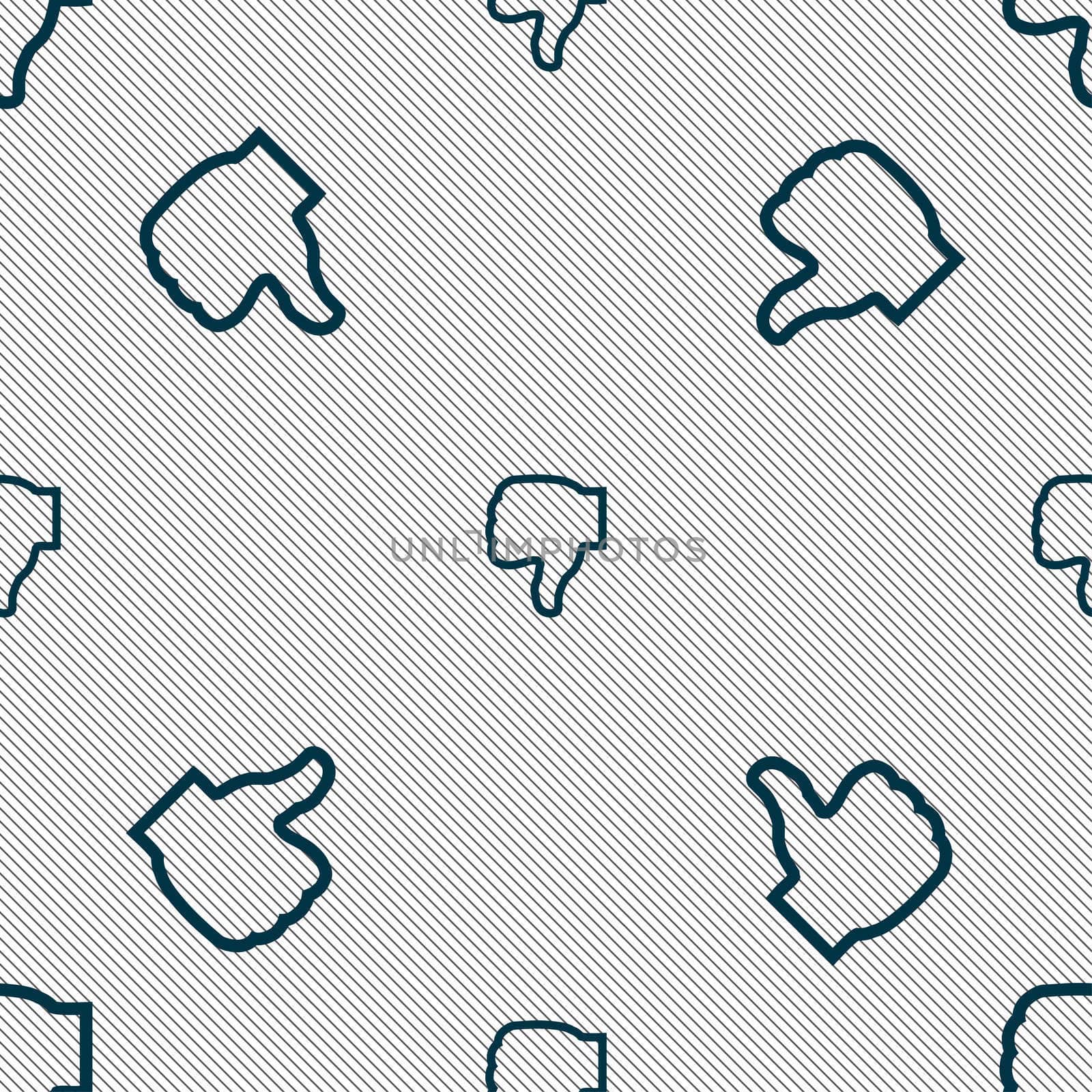 Dislike icon sign. Seamless pattern with geometric texture.  by serhii_lohvyniuk