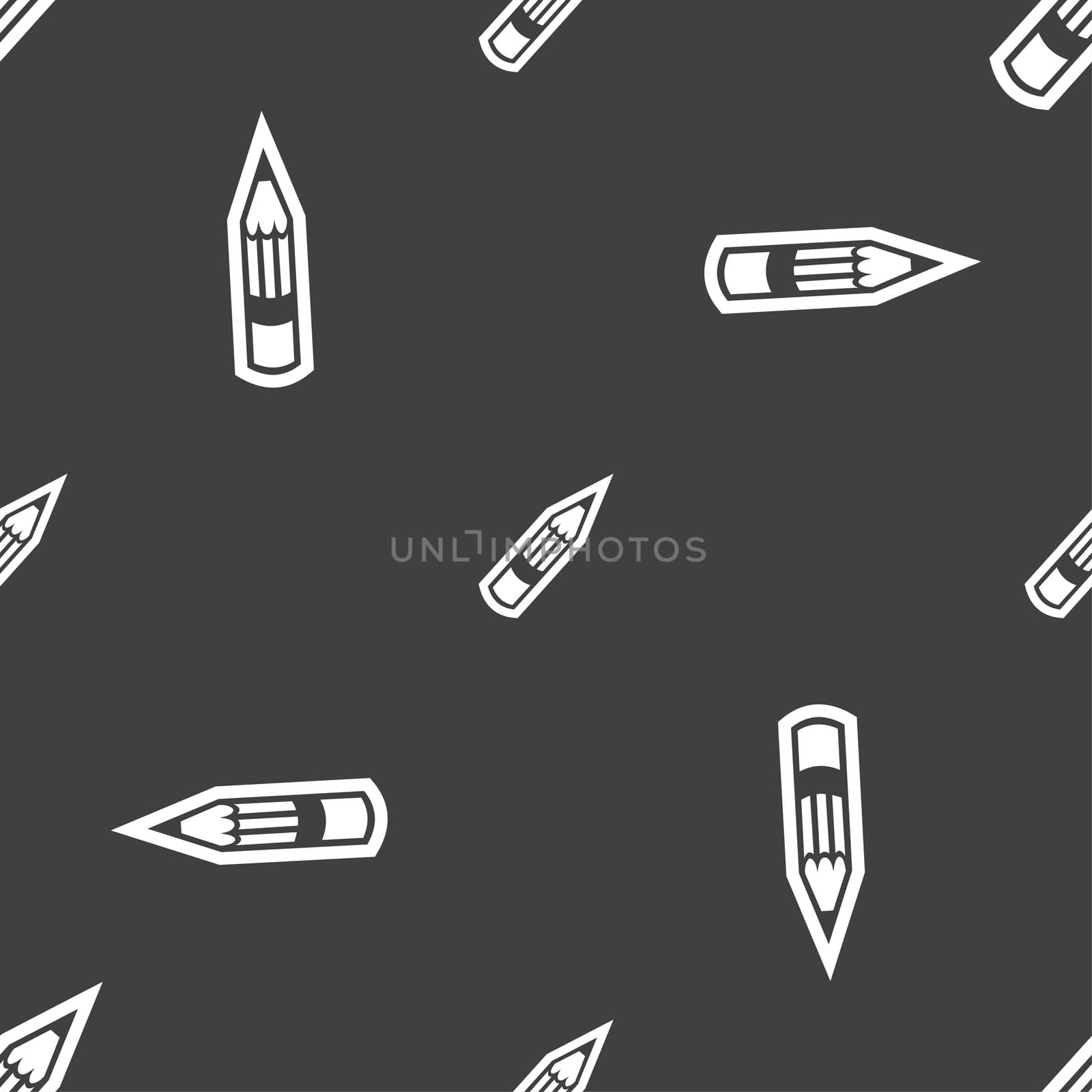 Pencil icon sign. Seamless pattern on a gray background.  by serhii_lohvyniuk