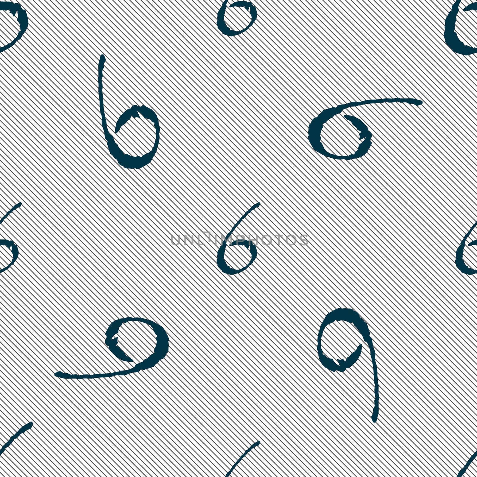 number six icon sign. Seamless pattern with geometric texture.  by serhii_lohvyniuk