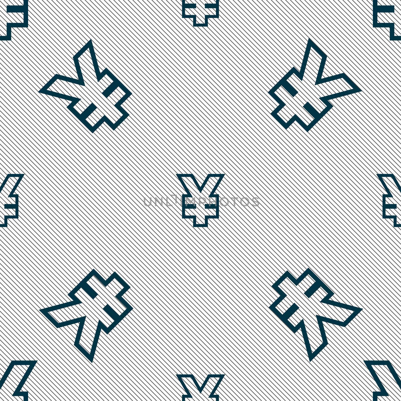 Yen JPY icon sign. Seamless pattern with geometric texture.  by serhii_lohvyniuk