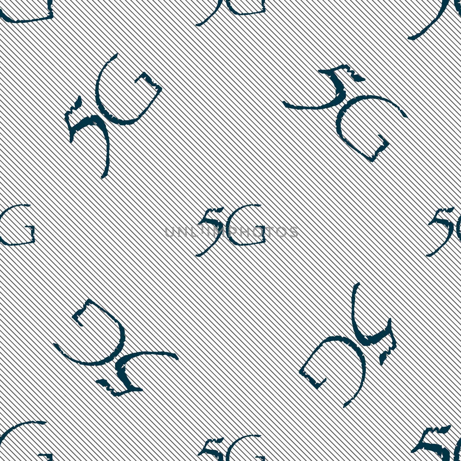5G sign icon. Mobile telecommunications technology symbol. Seamless pattern with geometric texture. illustration