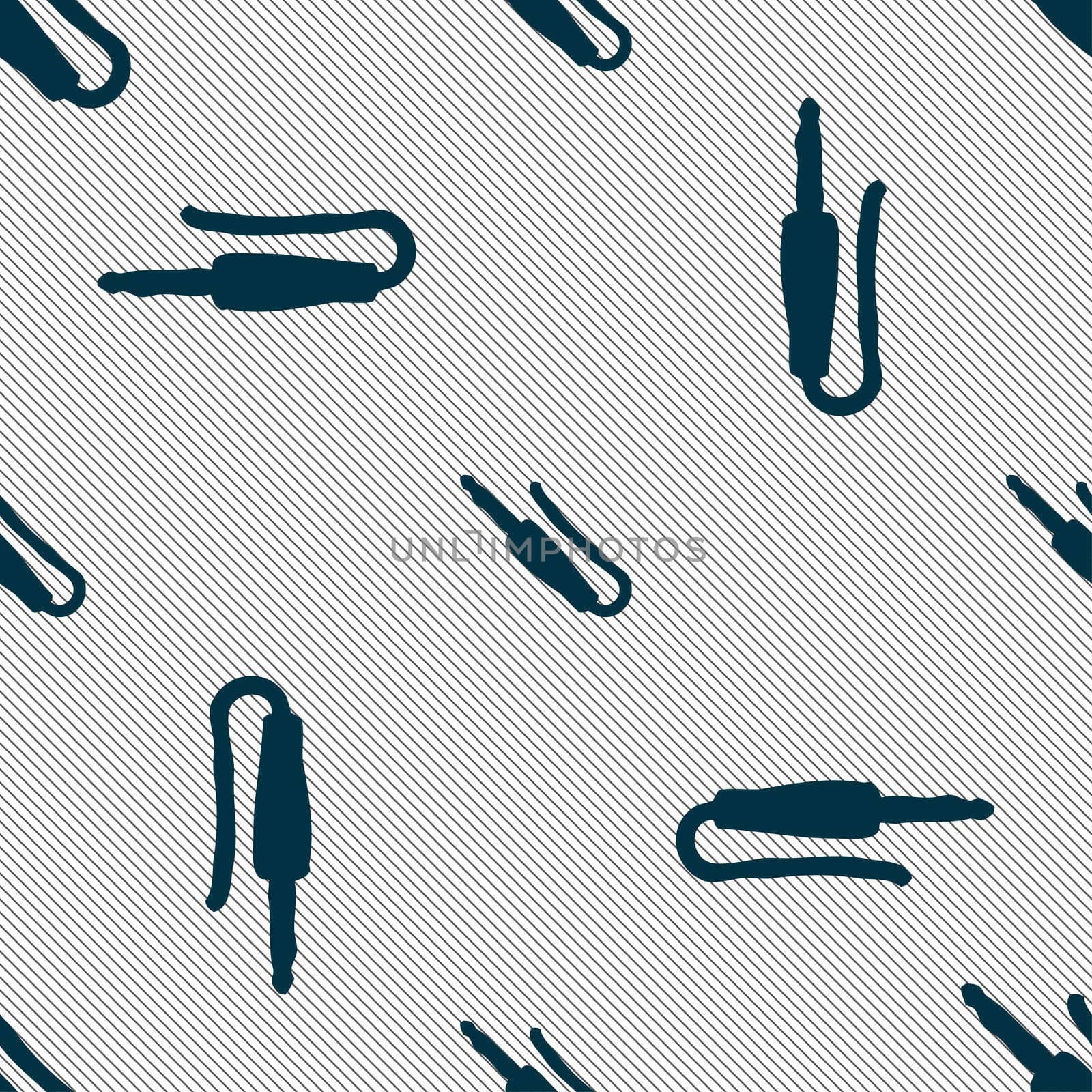 plug, mini jack icon sign. Seamless pattern with geometric texture. illustration