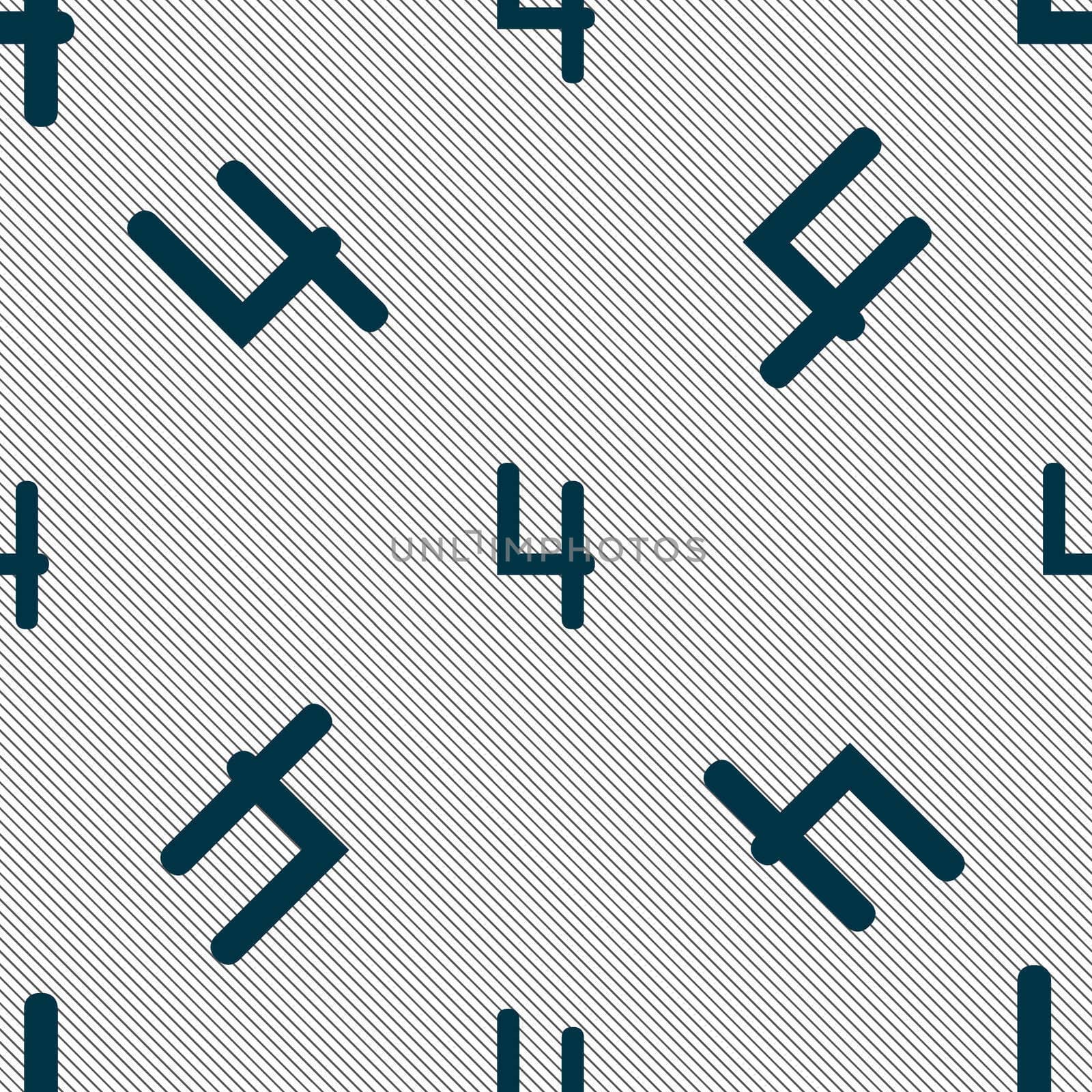 number four icon sign. Seamless pattern with geometric texture. illustration