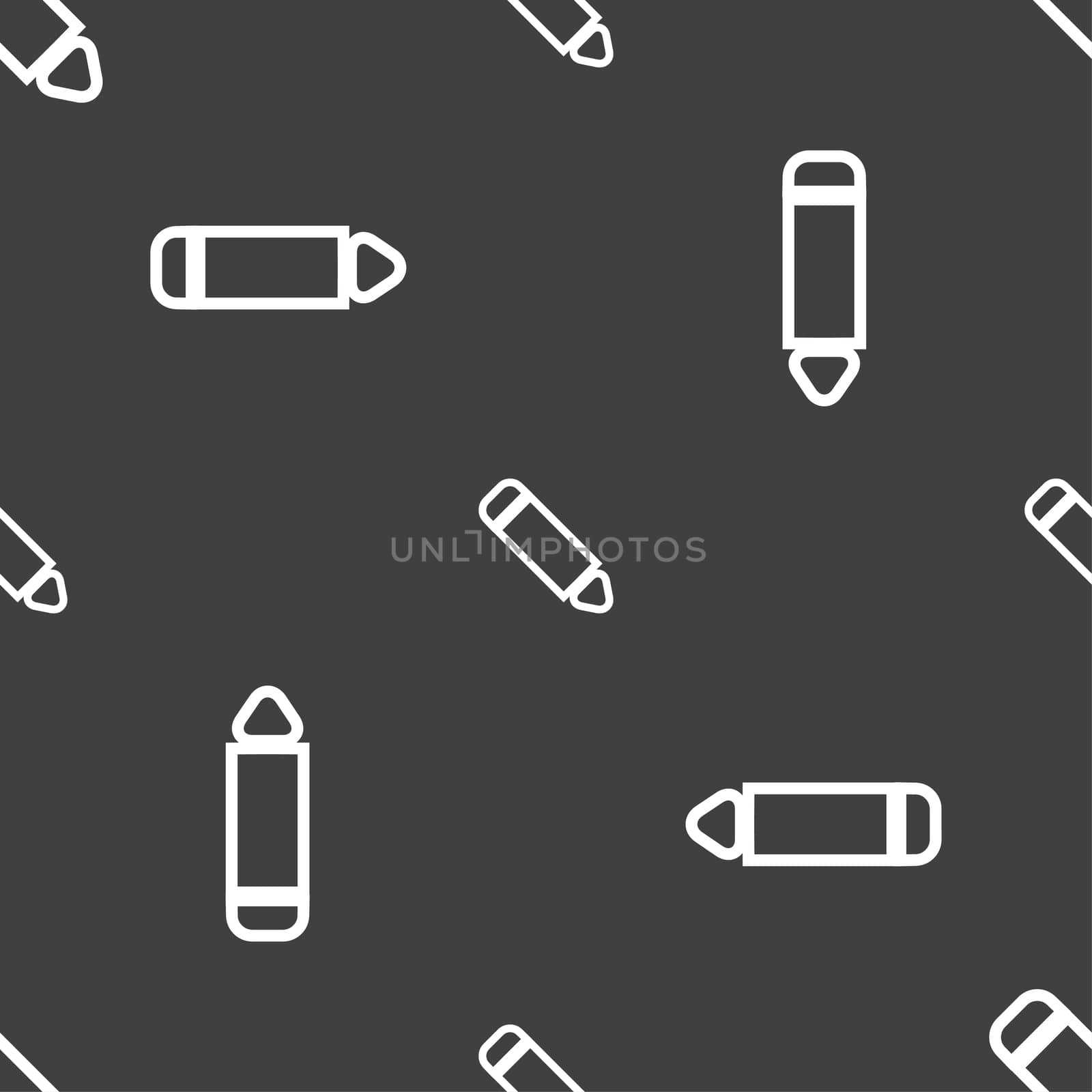 Pen icon sign. Seamless pattern on a gray background. illustration