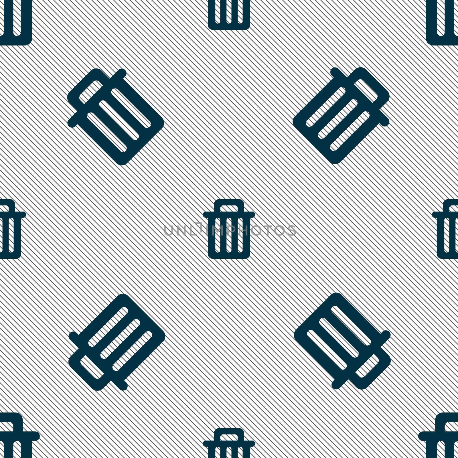 Recycle bin icon sign. Seamless pattern with geometric texture.  by serhii_lohvyniuk
