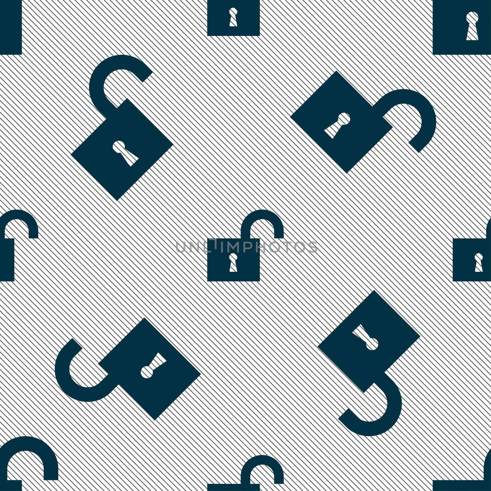 open lock icon sign. Seamless pattern with geometric texture. illustration