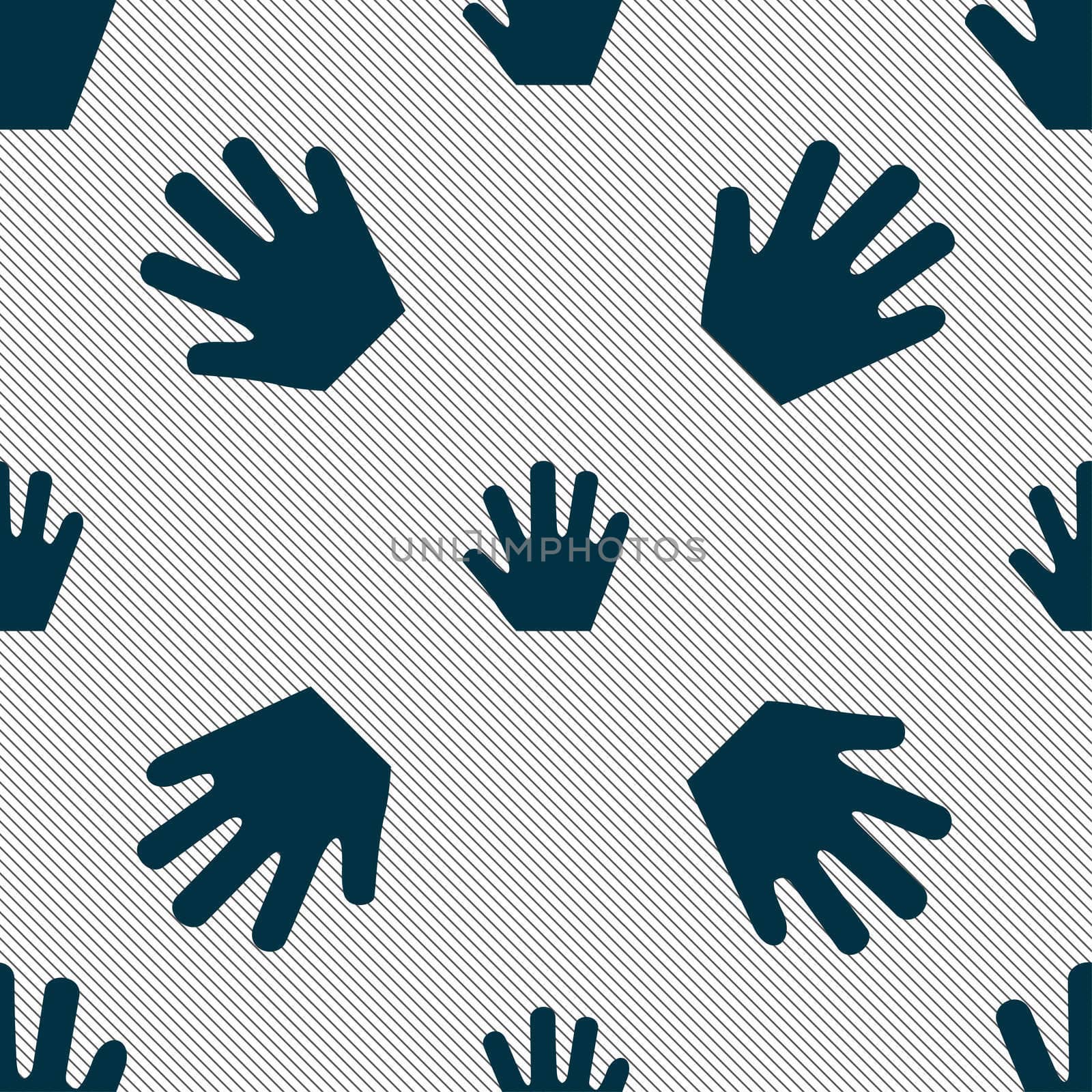 Hand icon sign. Seamless pattern with geometric texture.  by serhii_lohvyniuk