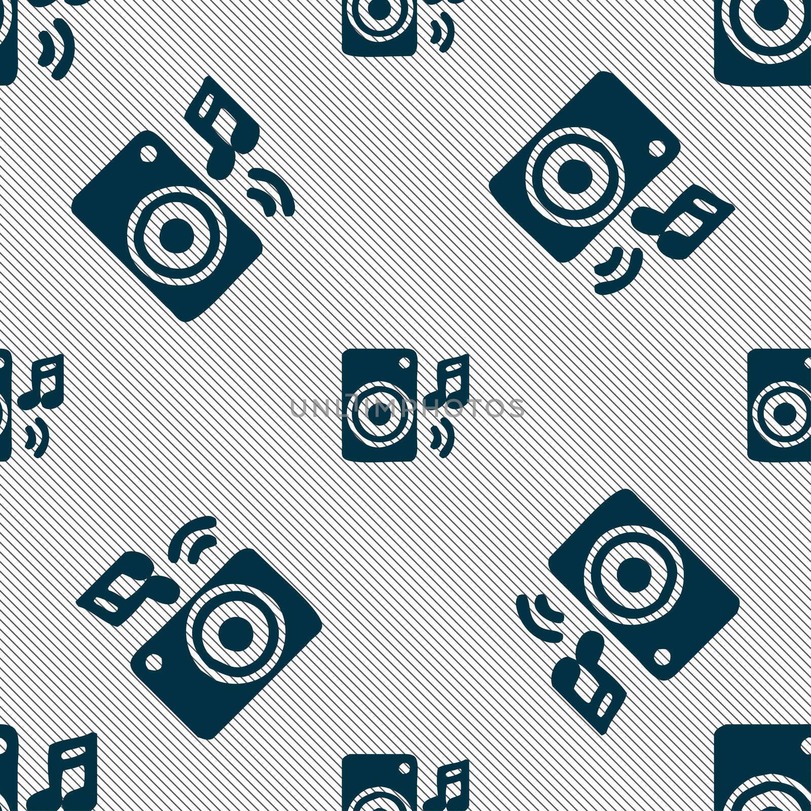 music column, disco, music, melody, speaker icon sign. Seamless pattern with geometric texture.  by serhii_lohvyniuk