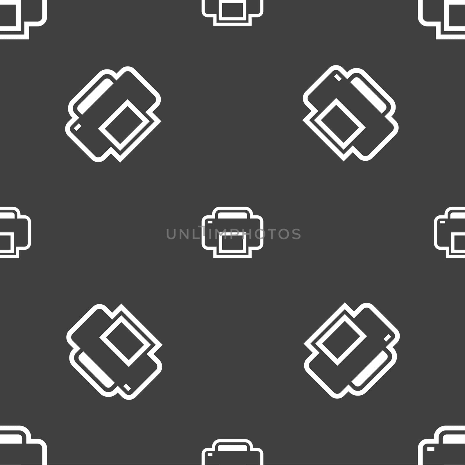 Printing icon sign. Seamless pattern on a gray background.  by serhii_lohvyniuk