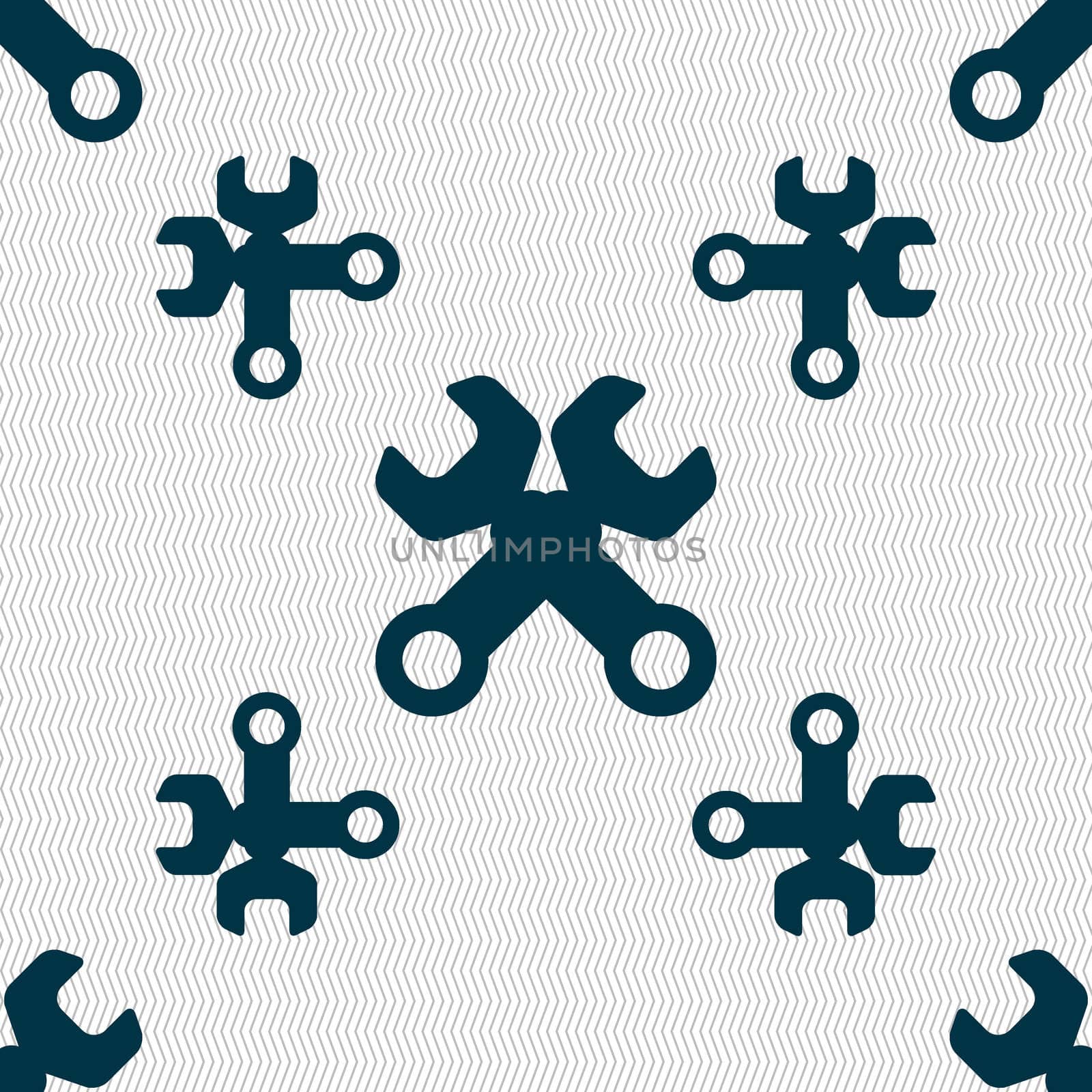 Wrench key sign icon. Service tool symbol. Seamless pattern with geometric texture. illustration