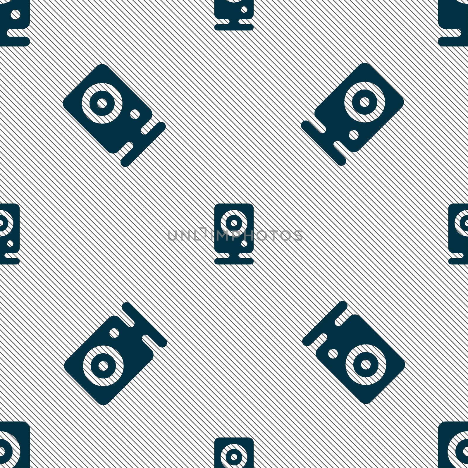 Web cam icon sign. Seamless pattern with geometric texture. illustration