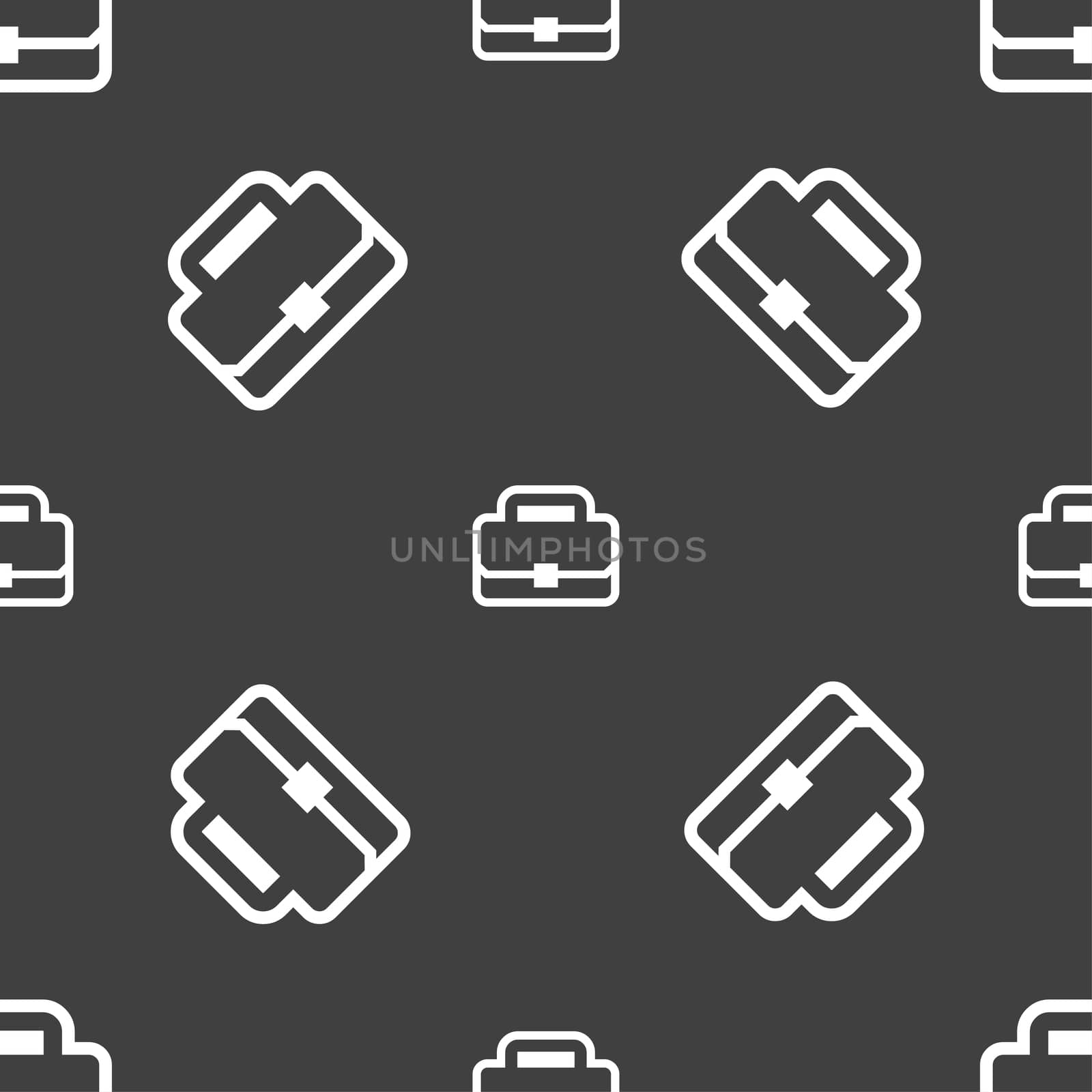 Briefcase icon sign. Seamless pattern on a gray background. illustration