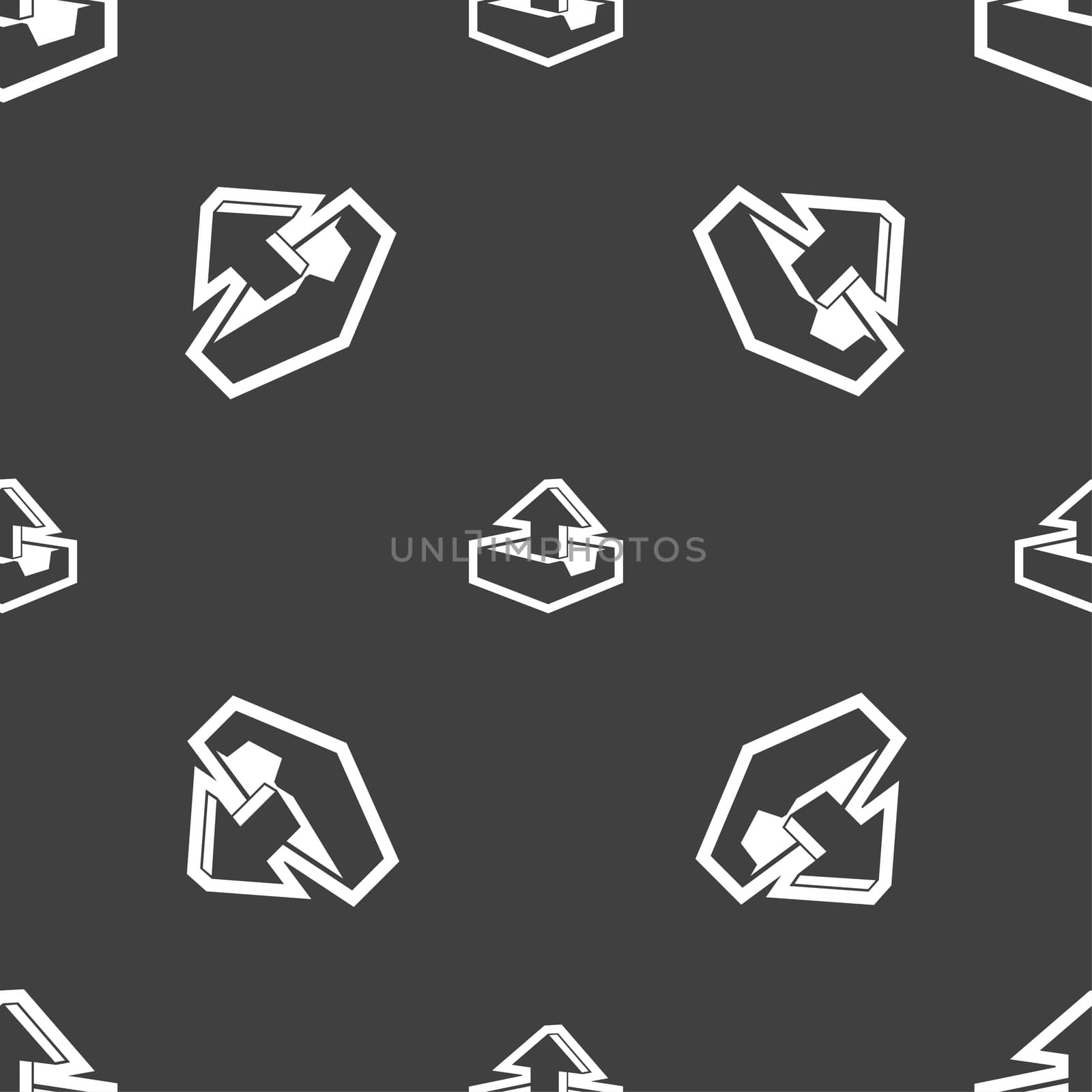 Upload icon sign. Seamless pattern on a gray background. illustration