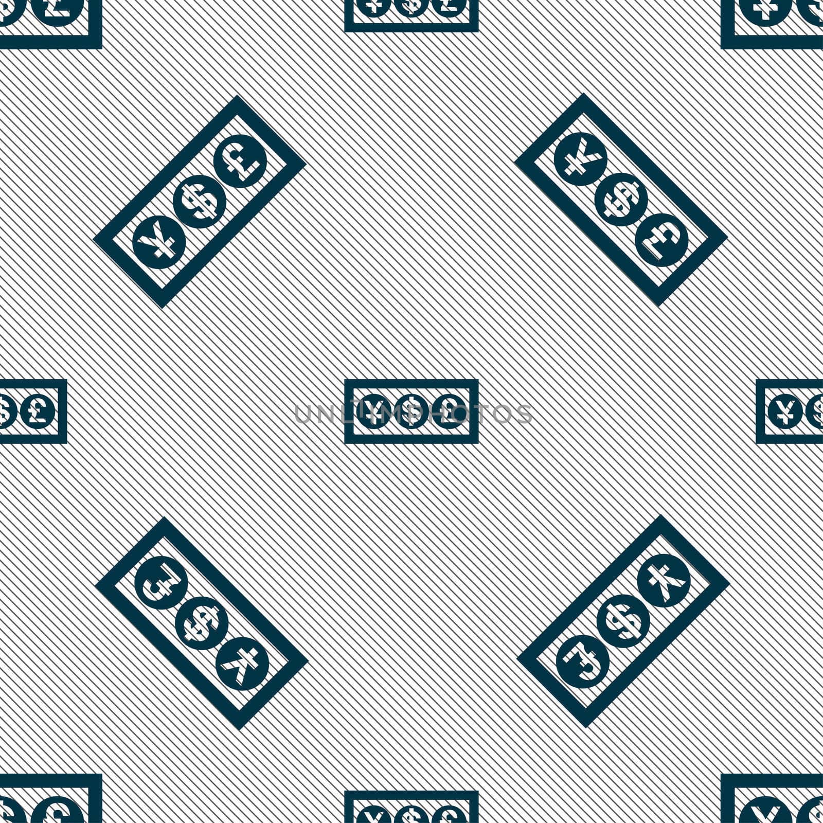 Cash currency icon sign. Seamless pattern with geometric texture.  by serhii_lohvyniuk