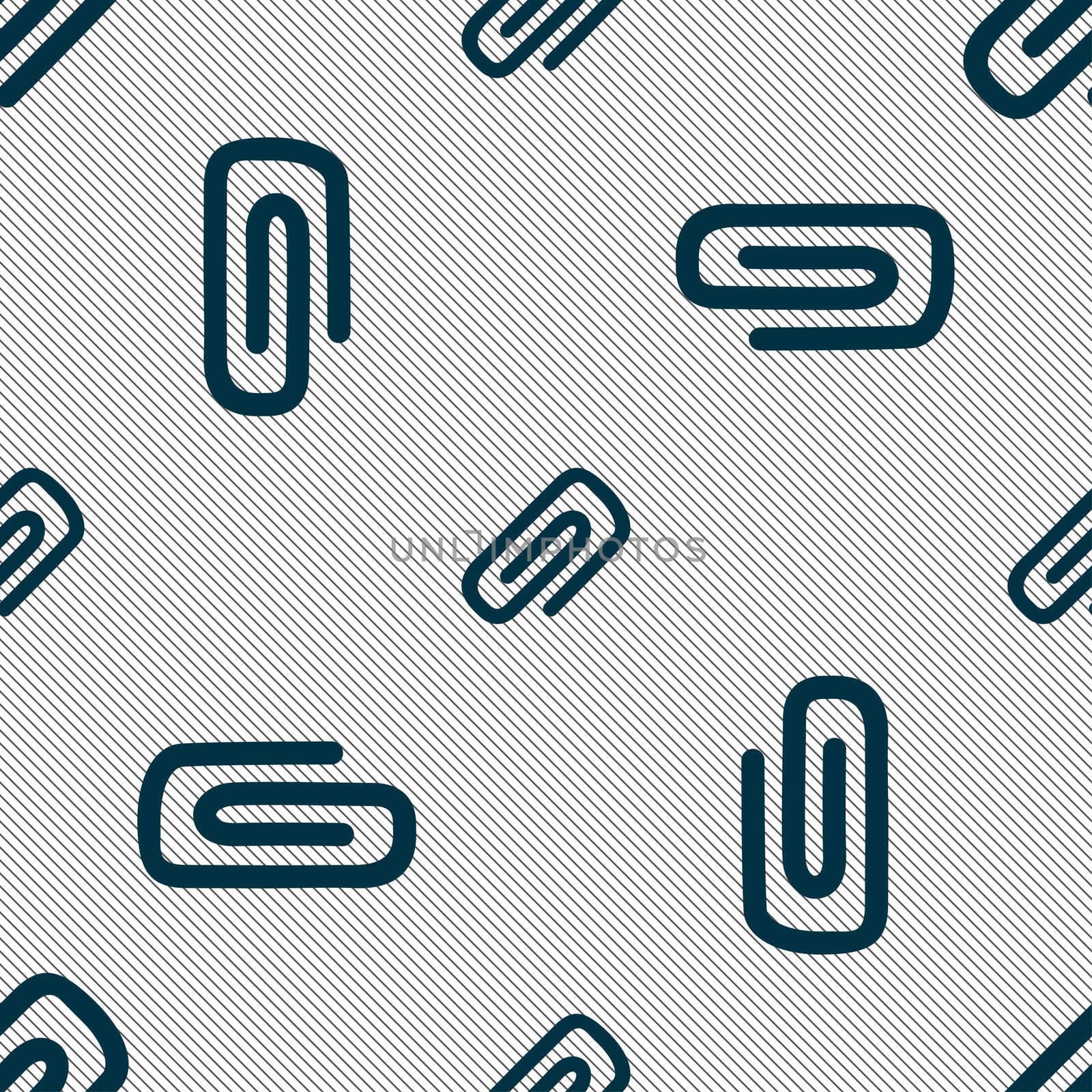 clip to paper icon sign. Seamless pattern with geometric texture. illustration