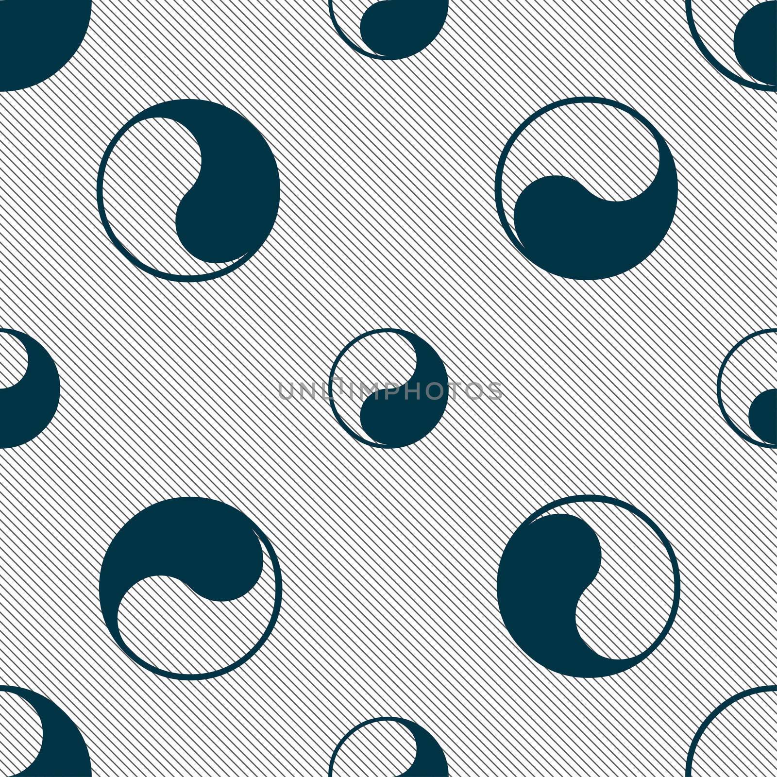 Yin Yang icon sign. Seamless pattern with geometric texture.  by serhii_lohvyniuk