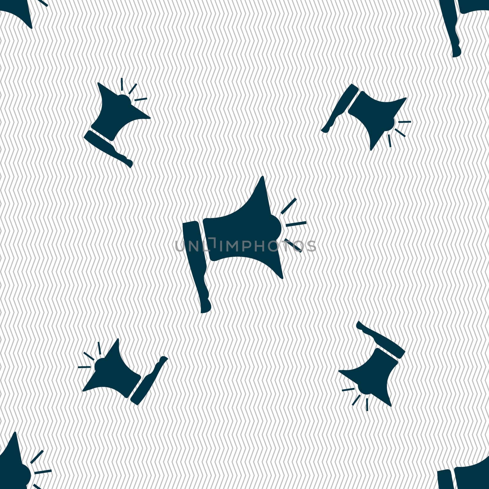 Megaphone soon icon. Loudspeaker symbol. Seamless pattern with geometric texture. illustration