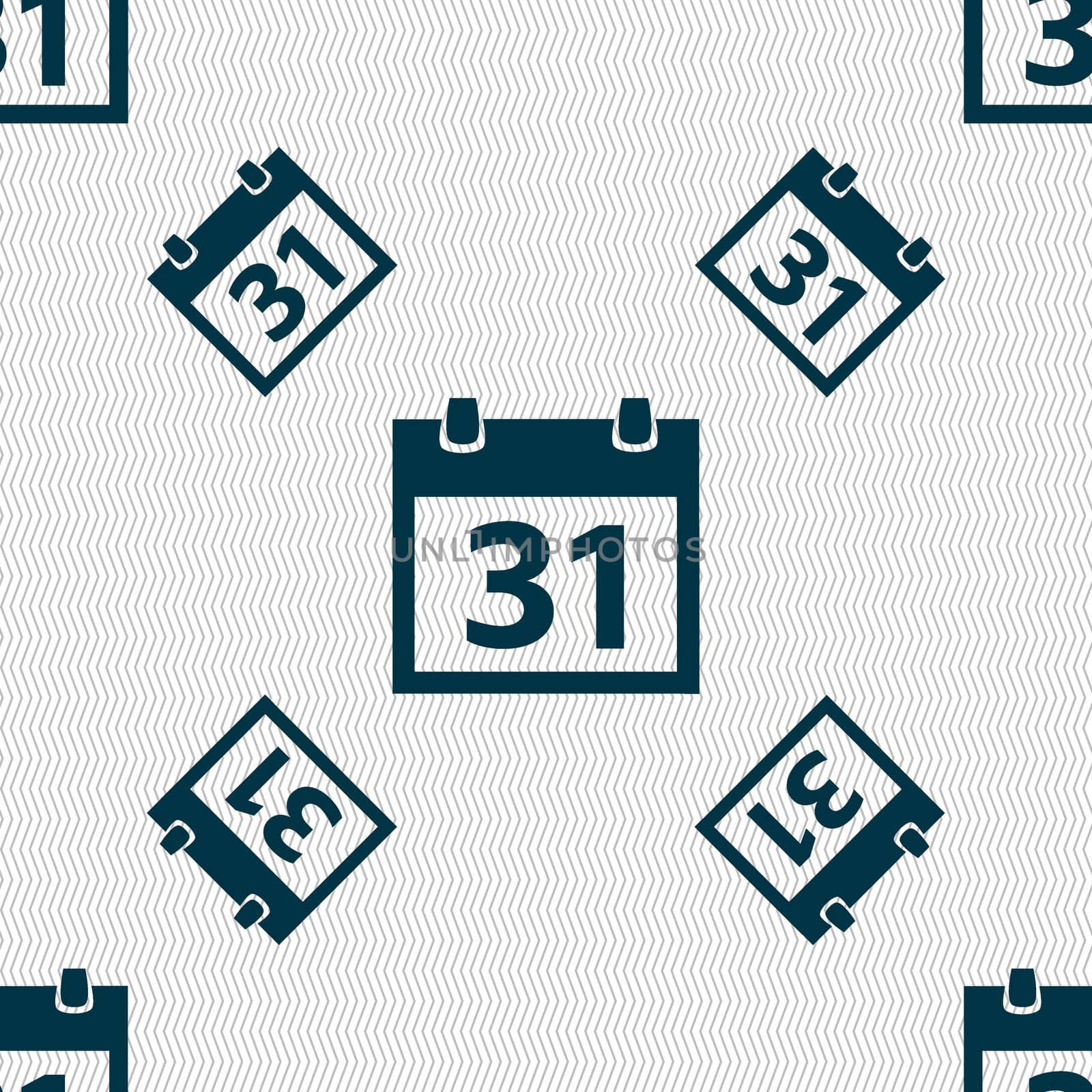Calendar sign icon. 31 day month symbol. Date button. Seamless pattern with geometric texture.  by serhii_lohvyniuk