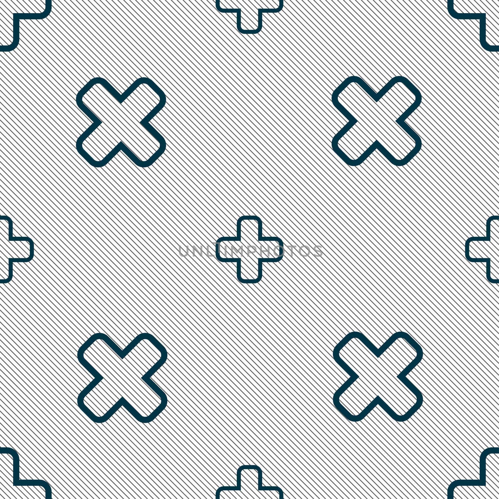 Plus icon sign. Seamless pattern with geometric texture. illustration