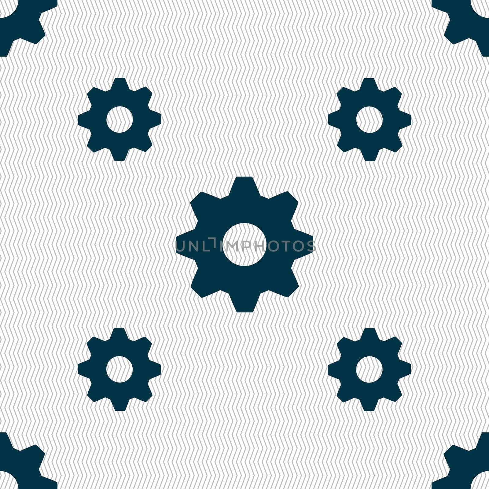 Cog settings sign icon. Cogwheel gear mechanism symbol. Seamless pattern with geometric texture.  by serhii_lohvyniuk